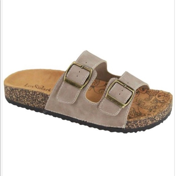 lovemark Shoes - BIRK Like Beige Slides with Buckles NEW
